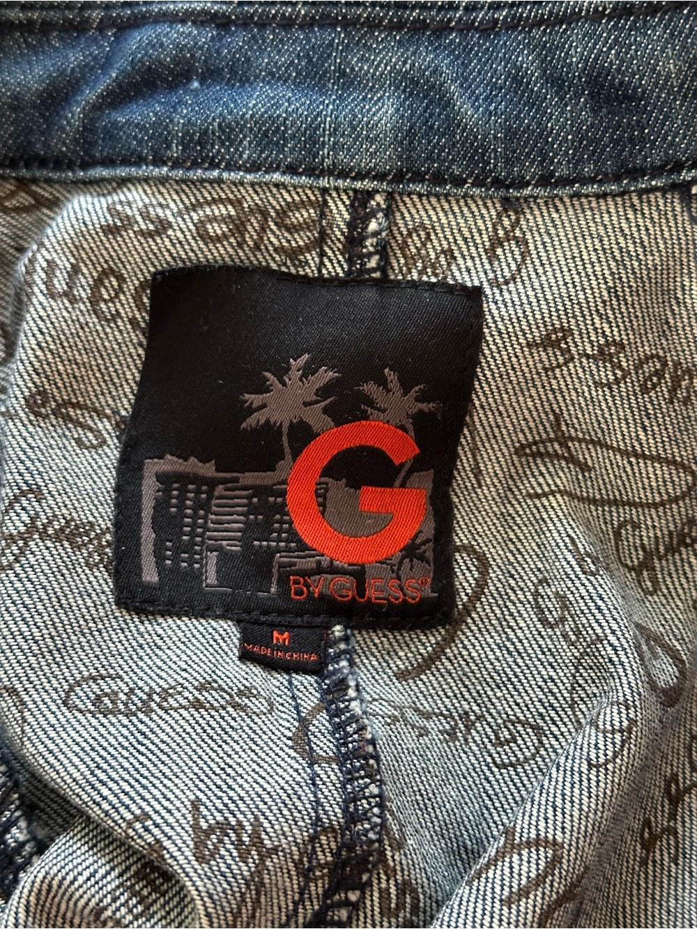 G by Guess Blue Denim Jean Belted Buttoned Coat Women’s size Medium - Picture 8 of 11